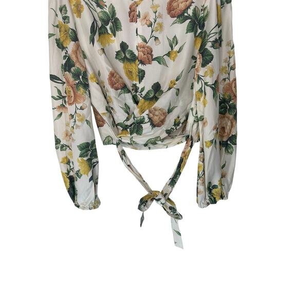 Zimmermann White Silk Ivory Garden Floral Zippy Wrap Bodice Blouse Size 10 - Picture 6 of 15